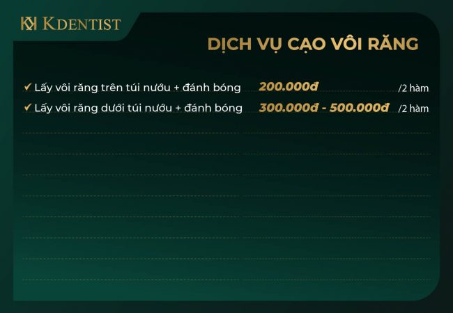 Bảng giá cạo vôi răng